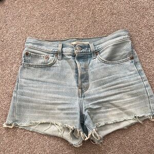 Levi's Blue Light Wash Jean Shorts Distressed Hem